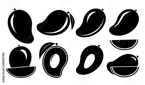 Minimal mango silhouette vector set for modern design