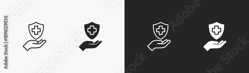 Set of insurance icon in black and white collection