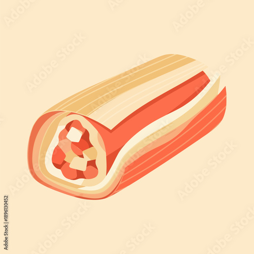 Delicious Rolled Food Illustration, Mexican Cuisine Concept