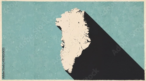 Greenland Map Retro Vintage Style with Long Shadow and Textured Background