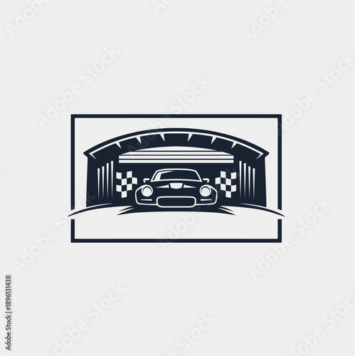 Classic Sports Car Inside a Vintage Garage