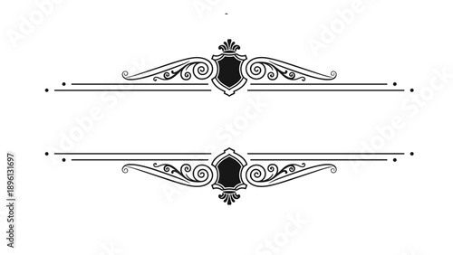 Elegant black ornamental divider design with intricate scrollwork patterns for formal document decoration.