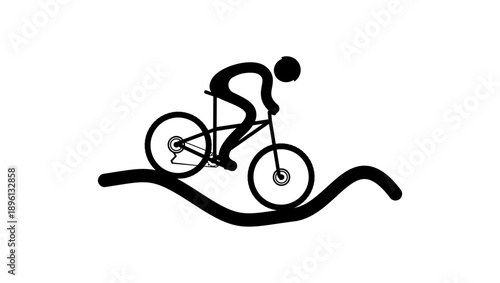 mountain bike sign, black isolated silhouette