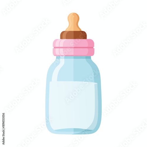 Baby Bottle with Pink Cap and Nipple