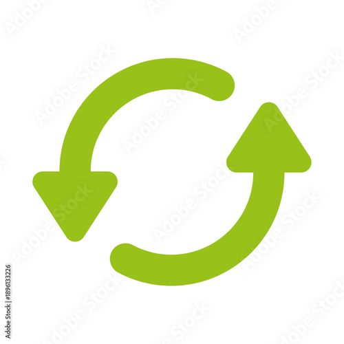 ライムグリーンの円形リフレッシュ矢印アイコン 更新・同期・再読み込みを示すシンプルな循環シンボル 透過ベクター素材/Lime Green Circular Refresh Arrow Icon Representing Update Sync and Reload Simple Loop Symbol Vector with Transparent Background