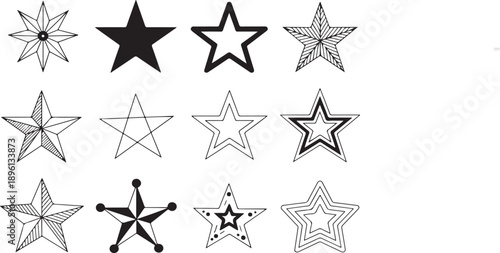Decorative Star Shape Icon Collection, Art & Illustration