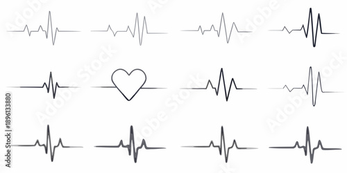 Minimalist heartbeat lines and a heart shape in a simple graphic
