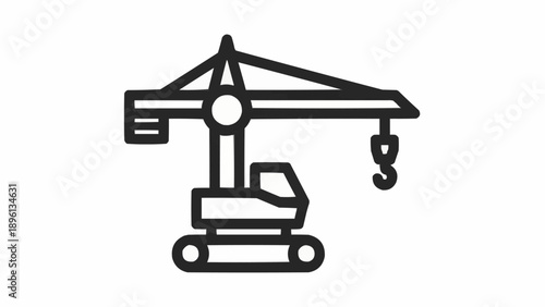 Construction crane industrial heavy machinery icon.