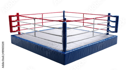 Professional boxing ring arena sport competition concept fight championship training match empty stage realistic 3d render isolated cutout on white background