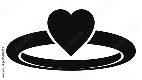 Black heart symbol with a circular outline in the center circle