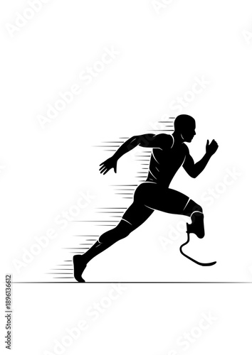 Paralympic Athlete Silhouette Runner with Prosthetic Blade Speed and Inclusivity Sport Vector