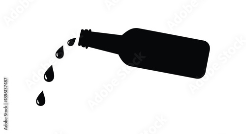 Pouring bottle with dripping liquid a striking black silhouette high quality