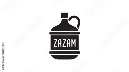 Vintage Zazam Flask in Monochromatic Illustration with Bold Typography for Branding
