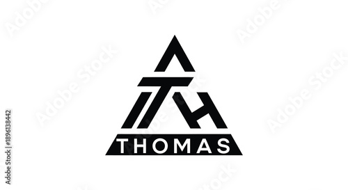 Abstract triangular design featuring a figure and the name thomas silhouette