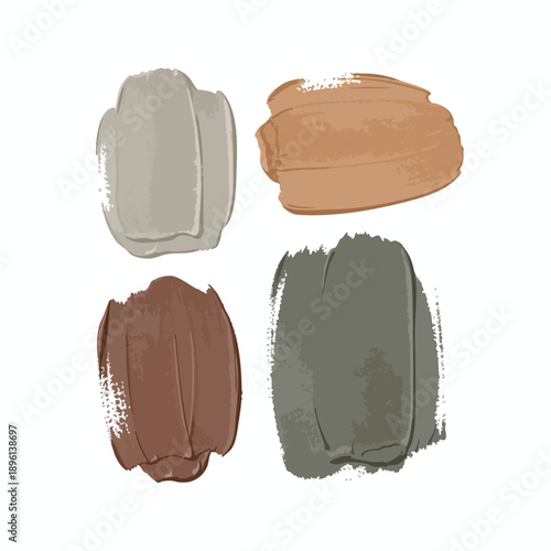 Four beige and brown swatches of paint on white