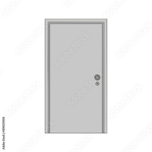 Gray Metal Door with Lock and Handle