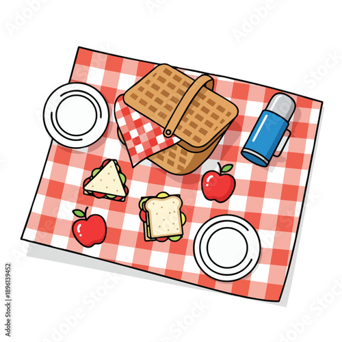 Picnic Blanket with Food and Drinks