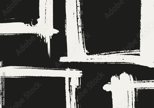 Vector black and white ink brush stroke background. Abstract japanese style illustration