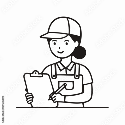 クリップボードに記録する現場管理と報告作業アイコン 白背景