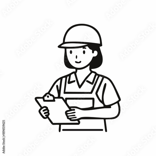 クリップボードに記録する現場管理と報告作業アイコン 白背景