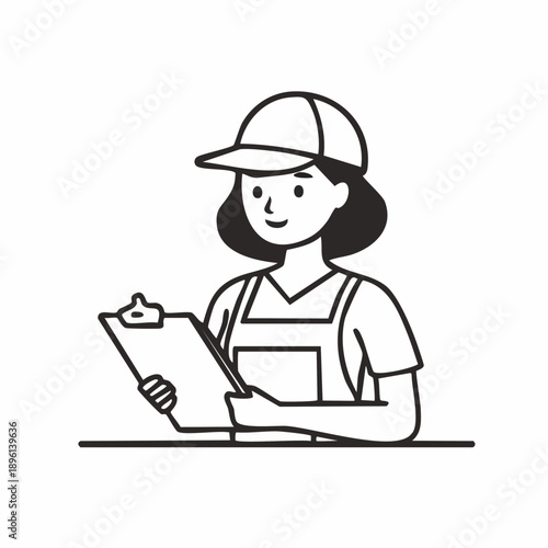 クリップボードに記録する現場管理と報告作業アイコン 白背景