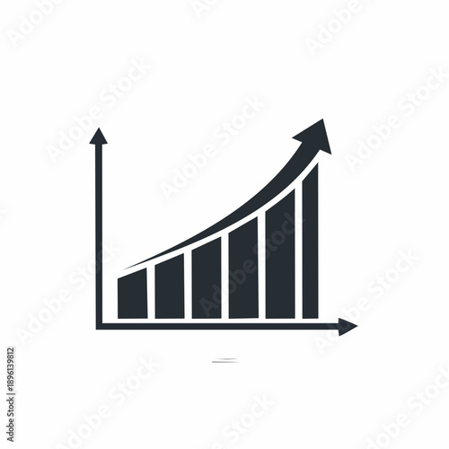 右肩上がりの成長グラフ 売上向上とビジネス拡大を表すアイコン 白背景