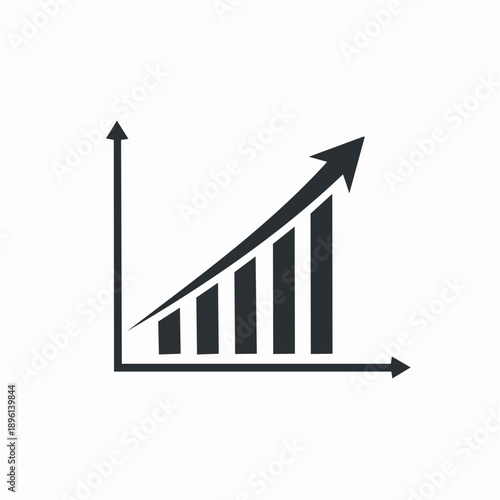 右肩上がりの成長グラフ 売上向上とビジネス拡大を表すアイコン 白背景