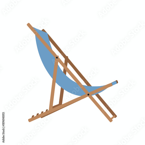 Wooden Deckchair with Blue Fabric