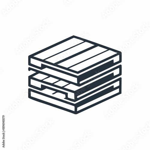 物流倉庫で使用される荷物搬送用パレットのシンプルラインアイコン 白背景