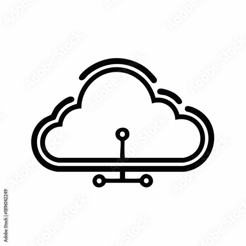クラウド接続とデータ共有を表すネットワーククラウドアイコン 白背景