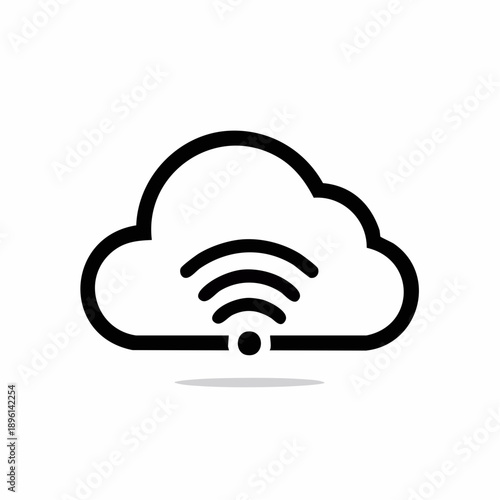 クラウド接続とデータ共有を表すネットワーククラウドアイコン 白背景