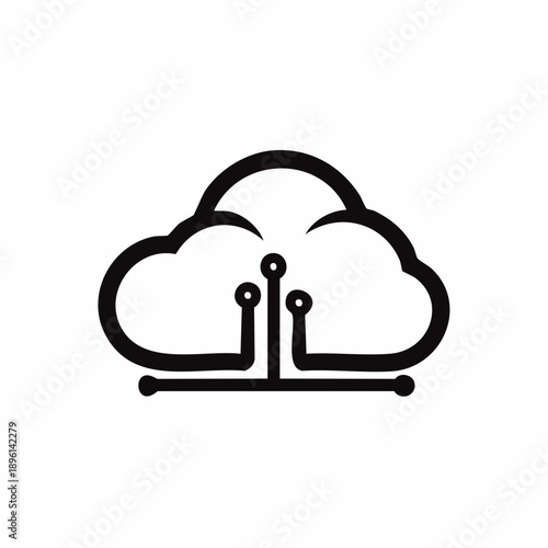 クラウド接続とデータ共有を表すネットワーククラウドアイコン 白背景