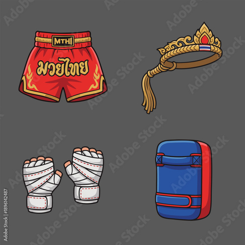 Muay Thai Fighting Gear Set.