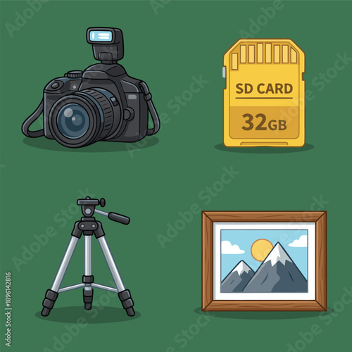 Photography Equipment and Artwork Collection.