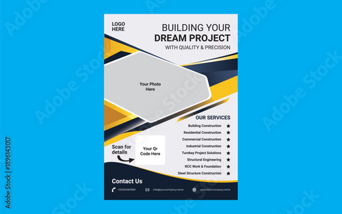 Creative Construction  Flyer Design For Vector Template Design.