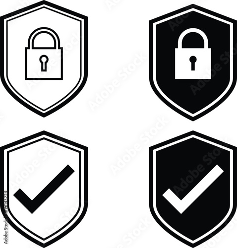 Security and success concepts flat design vector illustration with locks and checkmarks