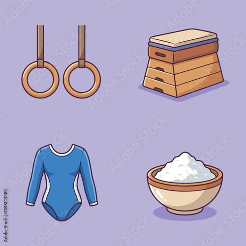 Gymnastics Equipment and Attire Collection.