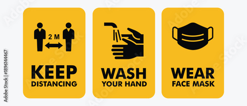 covid preventing healt protocol. sign covid 19