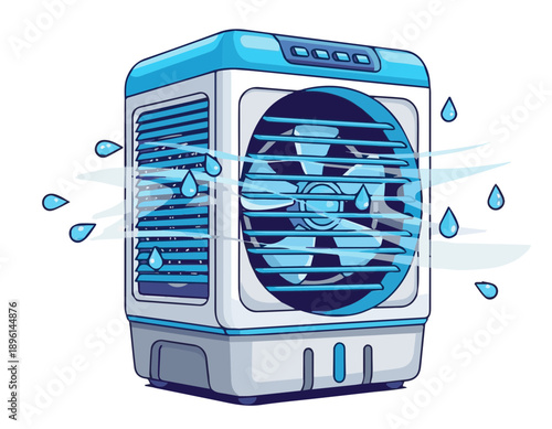 Air Cooler Coloured Vector Art Illustration Isolated on White Background