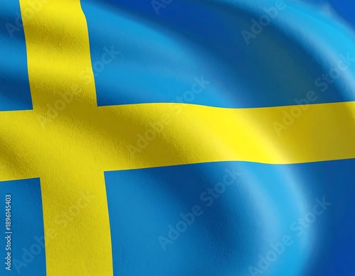 Close-up of a rippling Swedish flag