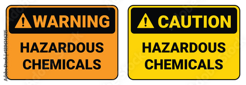 Hazardous chemicals warning caution signs vector illustration flat design