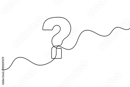 Question mark in a continuous one line drawing with minimalist style on white background vector
