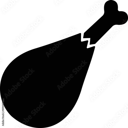 grilled chicken icon of roasted poultry and meat symbol of flat vector illustrations, add drumstick, roast, barbecue, food menu design, black icon