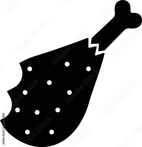 grilled chicken icon of roasted poultry and meat symbol of flat vector illustrations, add drumstick, roast, barbecue, food menu design, black icon