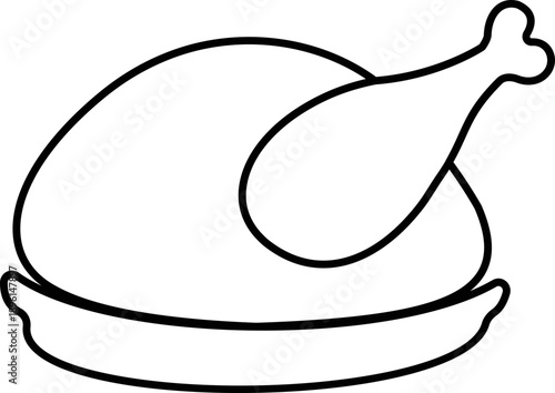 grilled chicken icon of roasted poultry and meat symbol of line vector illustrations, add drumstick, roast, barbecue, food menu design, black icon