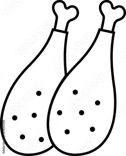 grilled chicken icon of roasted poultry and meat symbol of line vector illustrations, add drumstick, roast, barbecue, food menu design, black icon