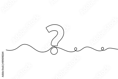 Question mark in a continuous one line drawing with minimalist style on white background vector