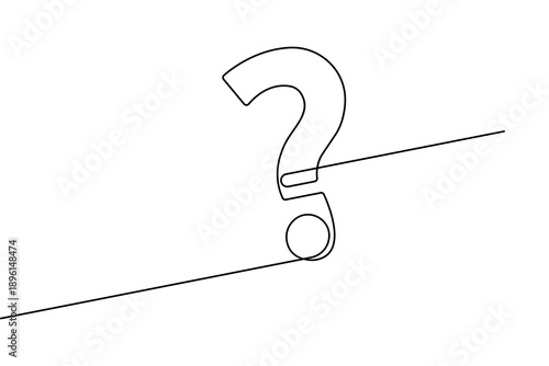 Question mark in a continuous one line drawing with minimalist style on white background vector