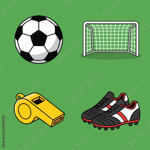 Soccer Equipment Collection Illustration.
