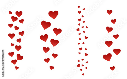 Likes for social media and live streams. Heart icons for social media interfaces. Illustration on a transparent background. Digital marketing. Vector.